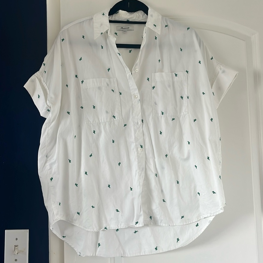Madewell button down with cactus embroidery